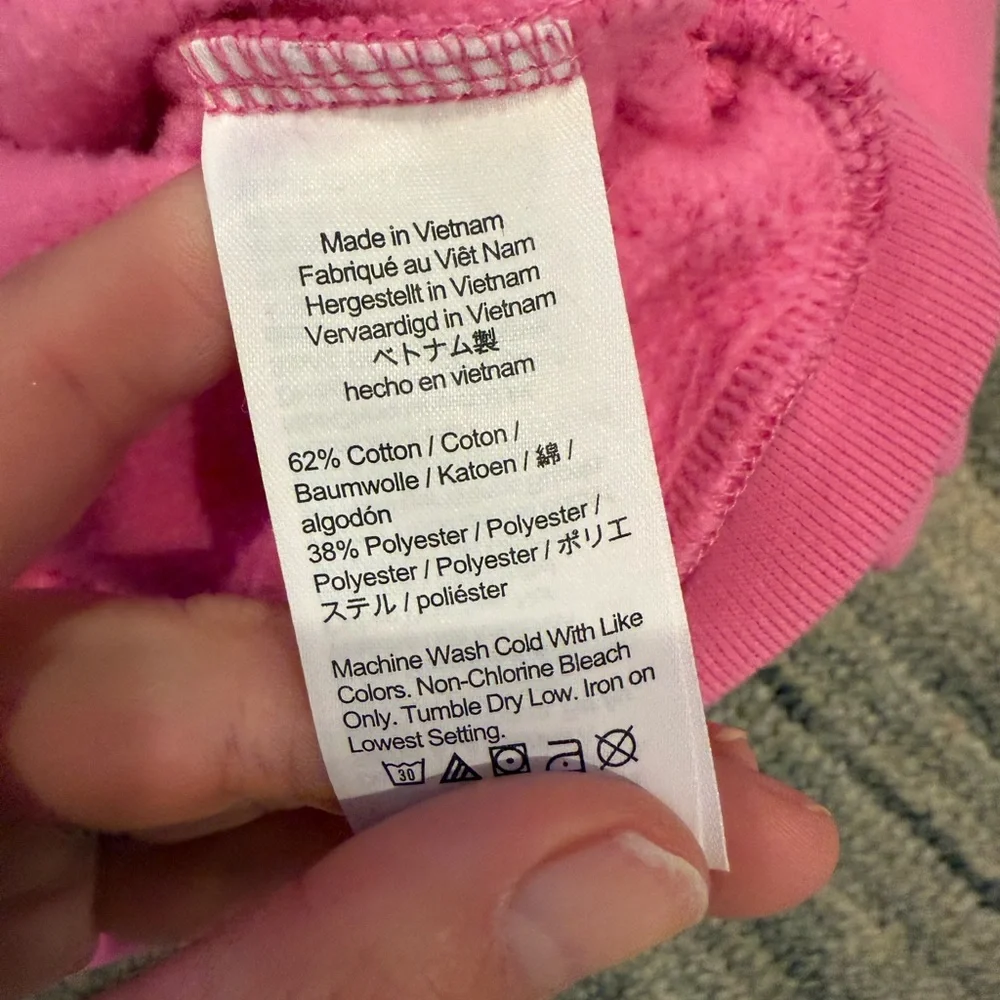 Crewcuts Toddler Girls pink Crewneck sweatshirt gold shoulder poppers size XXS